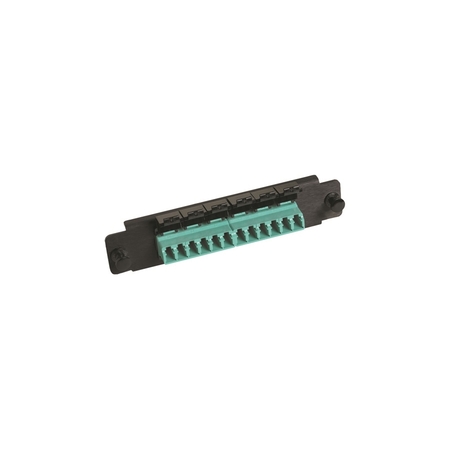 COMMSCOPE LAZRSPEED LC 12 FIBER, GANGED AQUA ADAPTER, BLACK PANEL SGL PK PNLBK012MFALC12